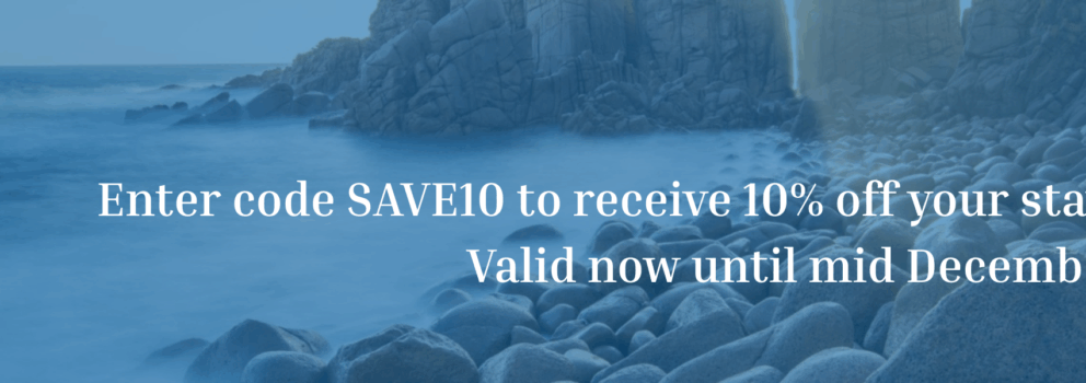 Save 10% on stays between September until December 15!